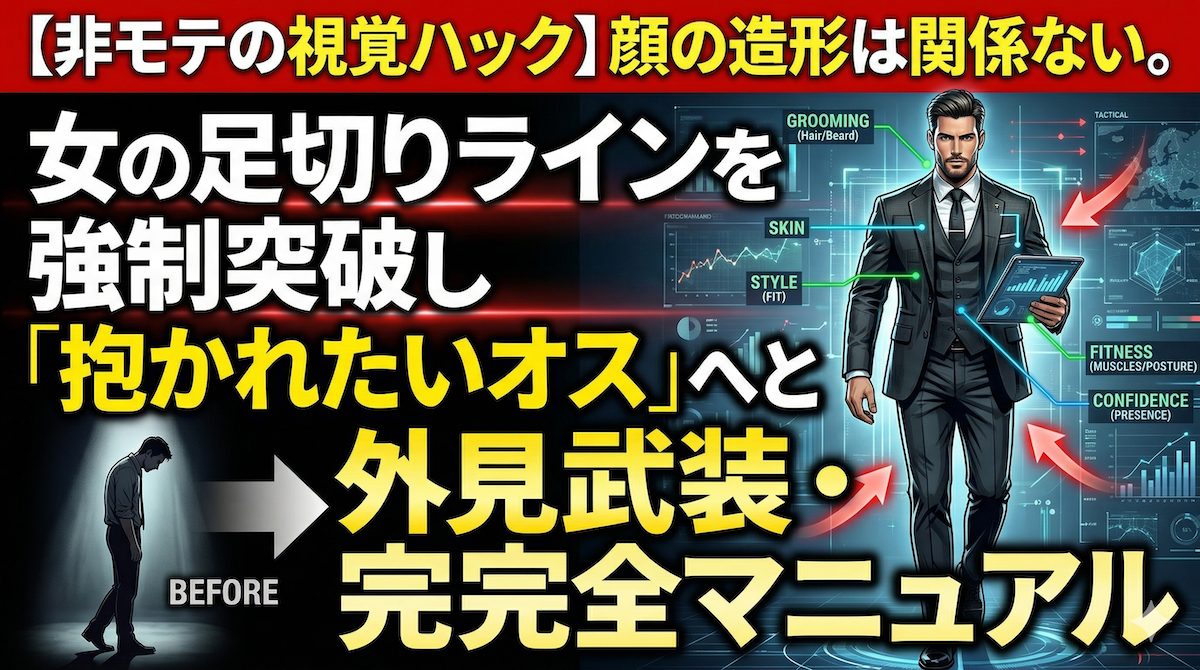 非モテから脱却し、外見武装によって女の視覚的足切りラインを強制突破するオスのイメージ