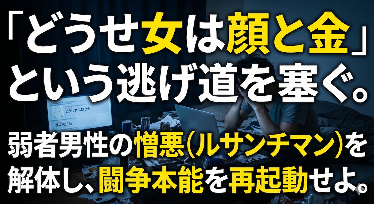 どうせ女は顔と金だとSNSでクズ男を叩きながら、薄暗い部屋で絶望する男性
