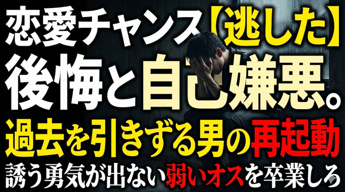 恋愛のチャンスを逃した後悔と自己嫌悪で暗闇の中頭を抱える男性