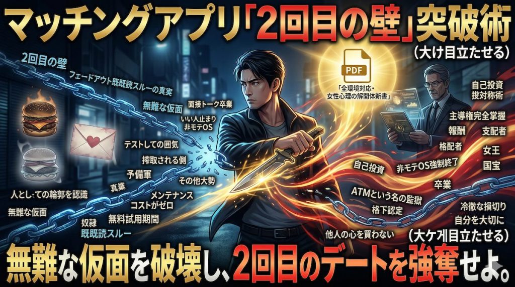 マッチングアプリの初デート後、スマホの通知を待ちわびるが既読スルーされ絶望する男性