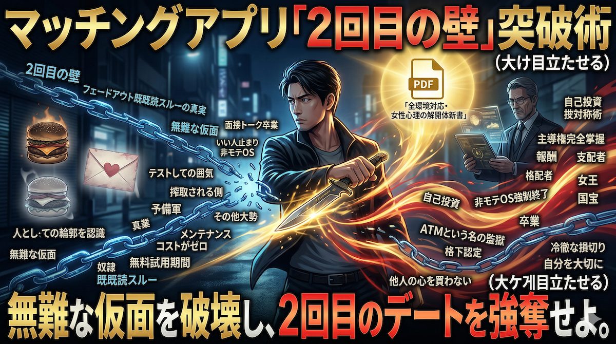 マッチングアプリの初デート後、スマホの通知を待ちわびるが既読スルーされ絶望する男性