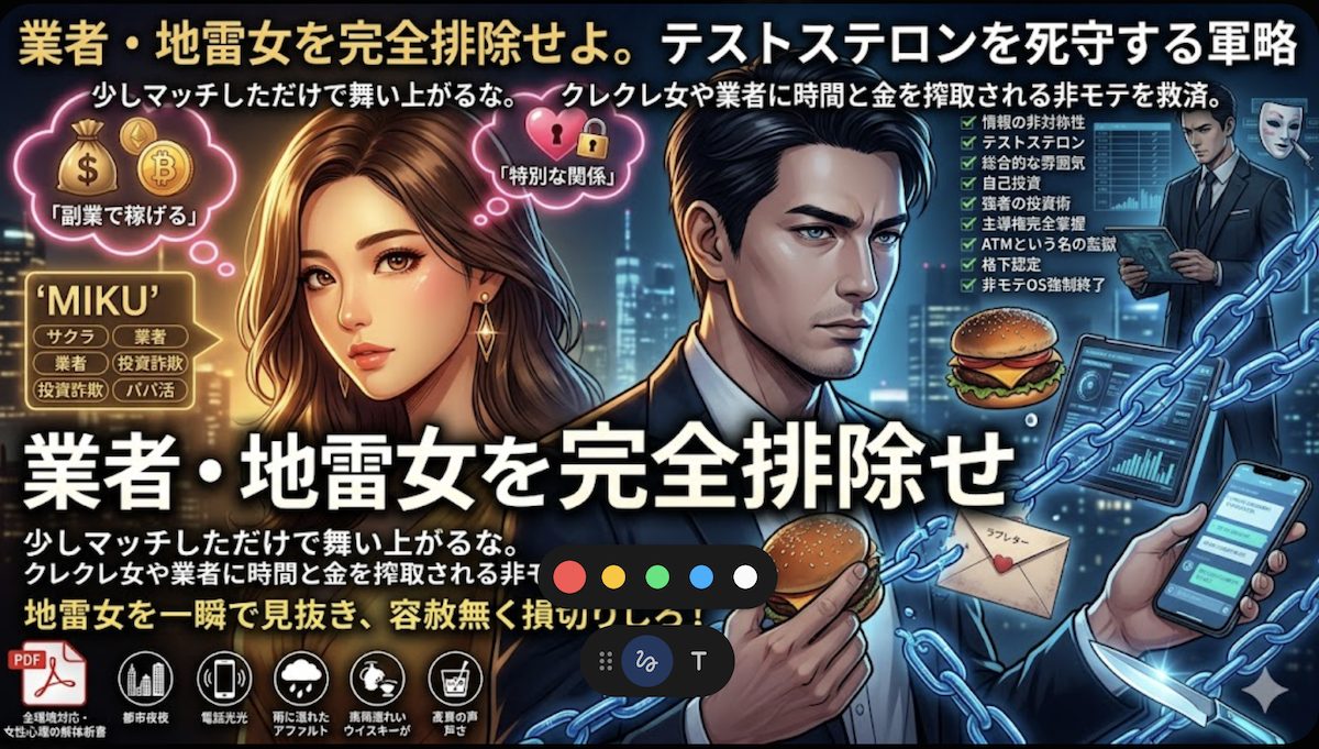 マッチングアプリで美女のフリをした業者や投資詐欺の手口を暴き、冷静にスマホを操作する戦略的な男性。