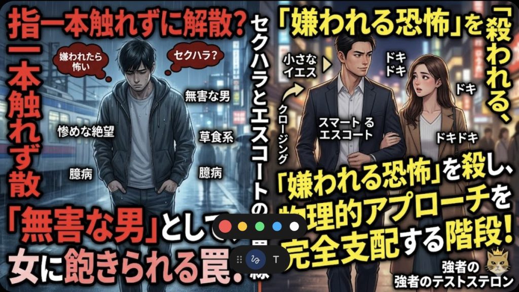 デートの帰り道で手を繋ぐ勇気が出ず距離が縮まらない男性と冷めた表情の女性