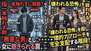 デートの帰り道で手を繋ぐ勇気が出ず距離が縮まらない男性と冷めた表情の女性