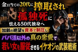 高級マンションの一室で、薄暗い間接照明の下、自分の老いと孤独に直面して頭を抱える50代の資産家の男性