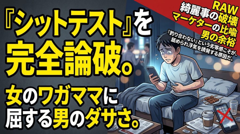 彼女の理不尽な怒りに怯え、どうすれば怒らせないように済むかと冷や汗を流しながら言いなりになっている気弱な男の姿