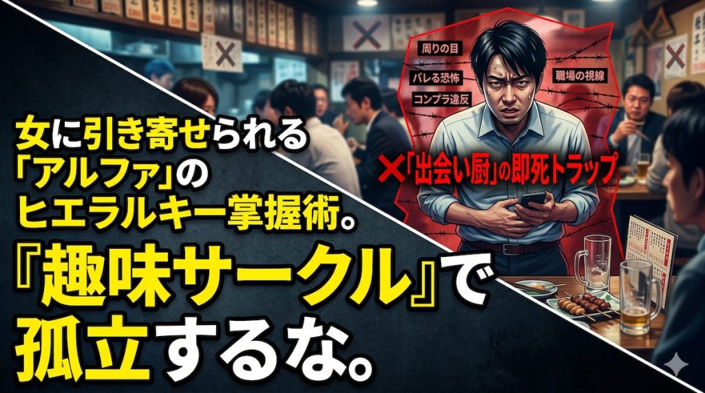 趣味サークルのオフ会で出会い厨と軽蔑され、コミュニティ内で完全に浮いて孤立し冷や汗を流す男の姿