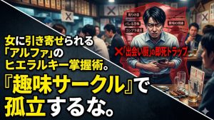 趣味サークルのオフ会で出会い厨と軽蔑され、コミュニティ内で完全に浮いて孤立し冷や汗を流す男の姿