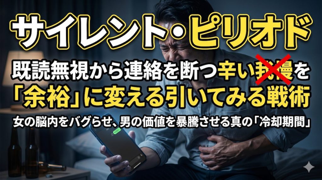 既読無視されたLINEの画面を握りしめ、連絡を断つ冷却期間の辛さに耐えかねて胃を痛める男の苦悩