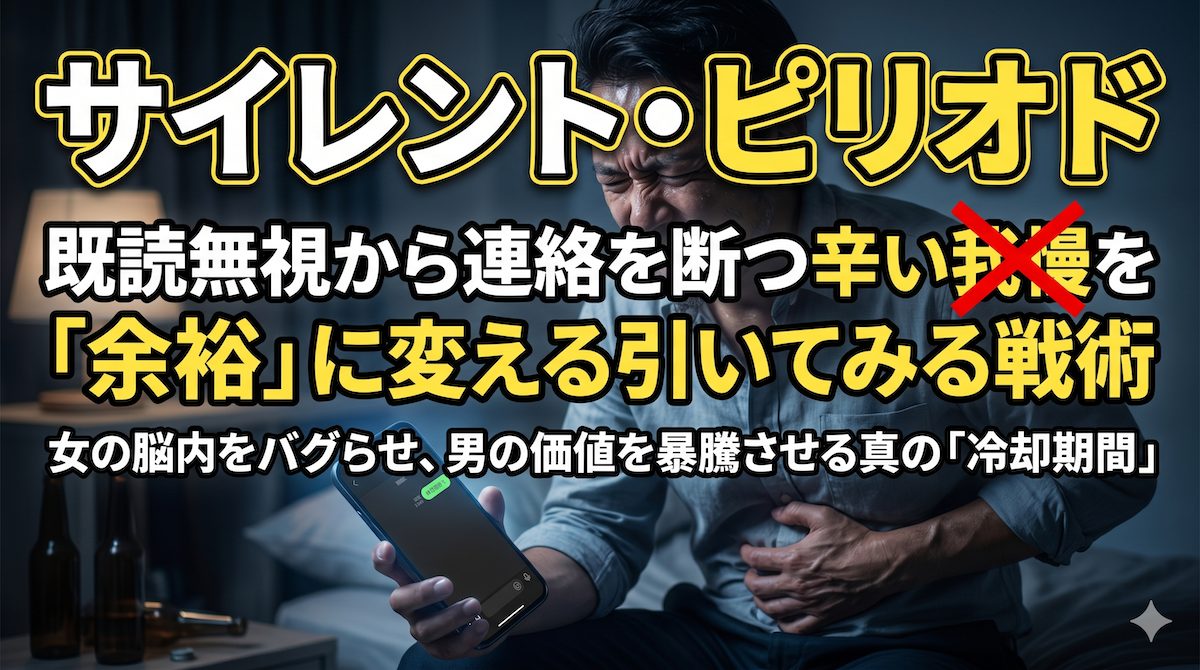 既読無視されたLINEの画面を握りしめ、連絡を断つ冷却期間の辛さに耐えかねて胃を痛める男の苦悩