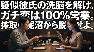 営業時間外のカフェで疑似彼氏としてデートの会計を支払う男性の向かいで、営業用スマホで次の太客への返信を打つ風俗嬢の冷めた姿
