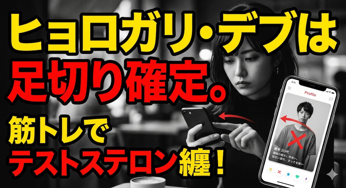 マッチングアプリでなよなよしたガリガリの男の写真を見て、無表情で即座に左スワイプの足切り判定を下す女性