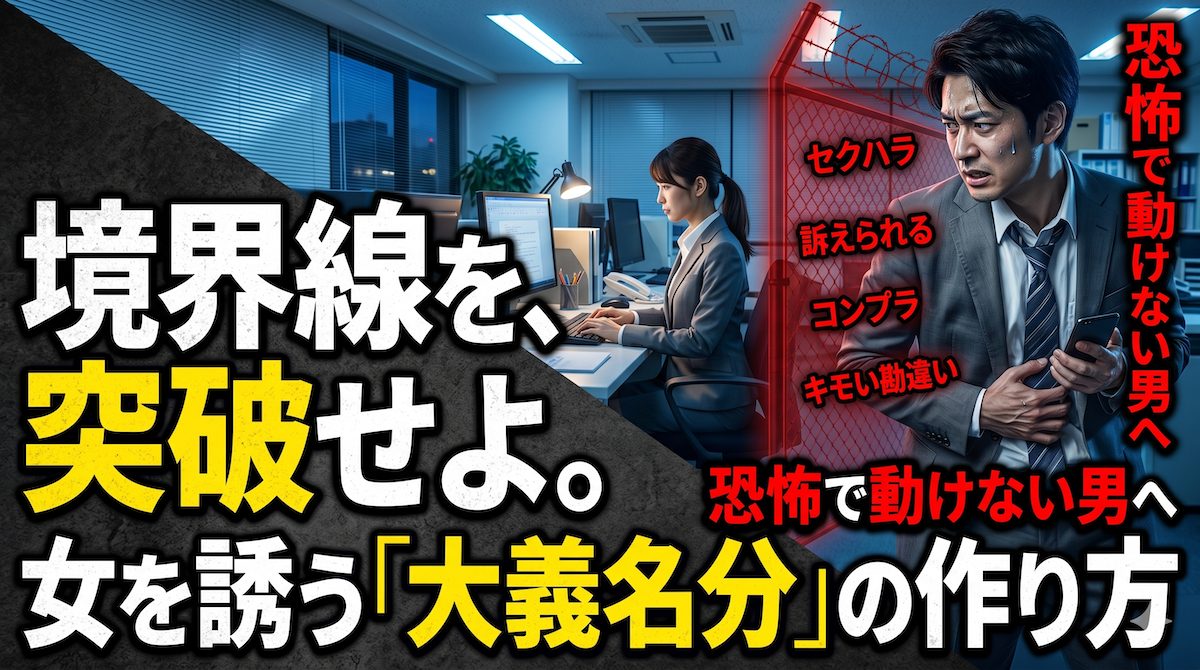 職場のデスクで女性を誘うタイミングを見計らうも、セクハラで訴えられる恐怖とキモいと思われる勘違いに怯え、連絡先すら聞けず冷や汗を流す男の苦悩