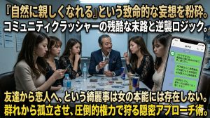ボードゲームのオフ会で20代の輪に必死に混ざろうとする40代男性をよそに、女性たちが冷ややかな視線を交わし合いながらLINEで「キモいおじさん」と共有している残酷な光景